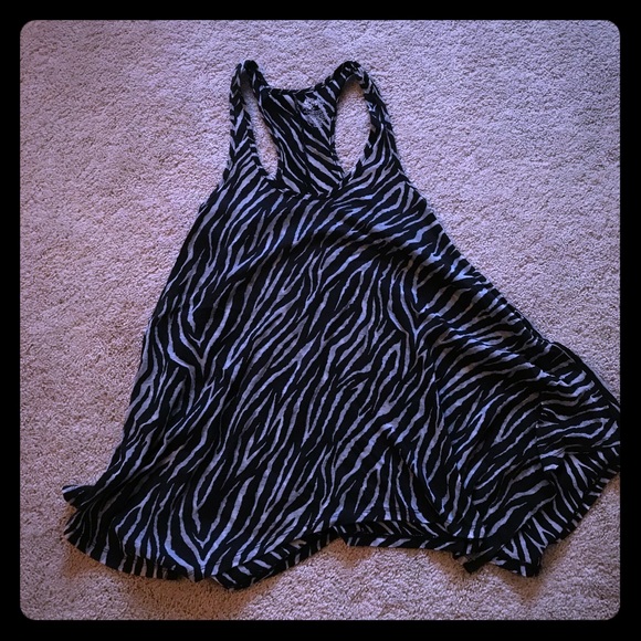 Zebra long uneven tank top - Picture 1 of 4